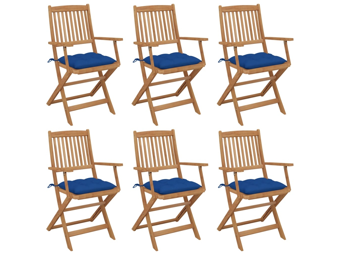 Sillas de jardín plegables de 6 piezas con cojines DKD Home Decor