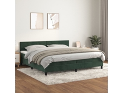 Cama Box Spring Con Colchón Terciopelo Verde Oscuro 200x200 Cm