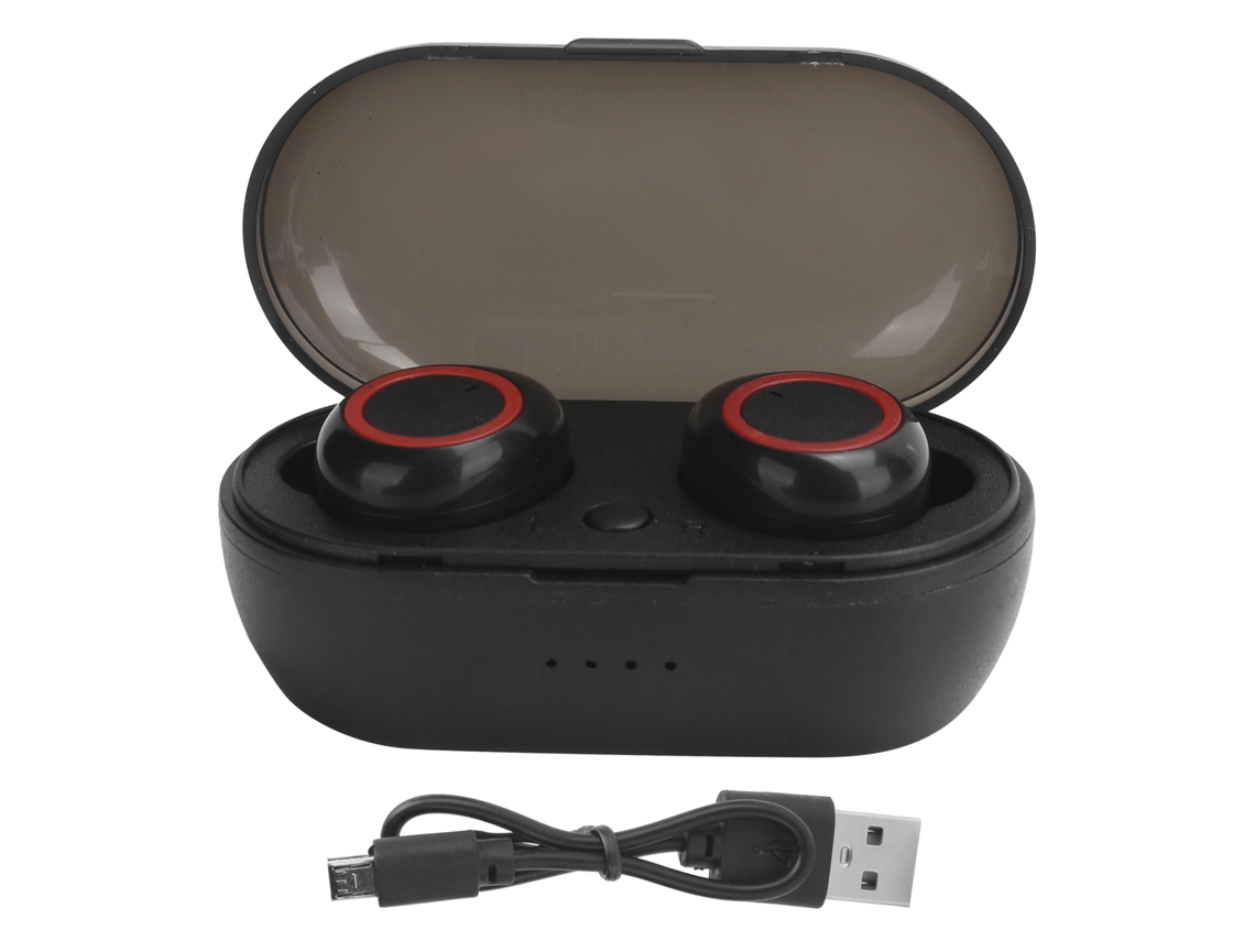 Auriculares Inalámbricos Bluetooth 5.0 Estéreo Con Control Táctil Y Estuche De Carga - Negro Y Rojo
