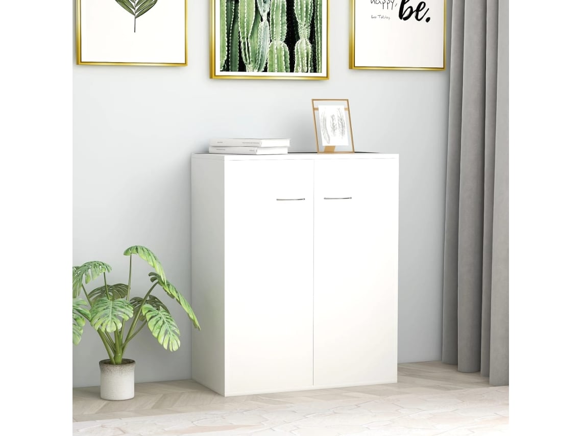 Aparador De Madera Contrachapada Blanco 60x30x75 Cm