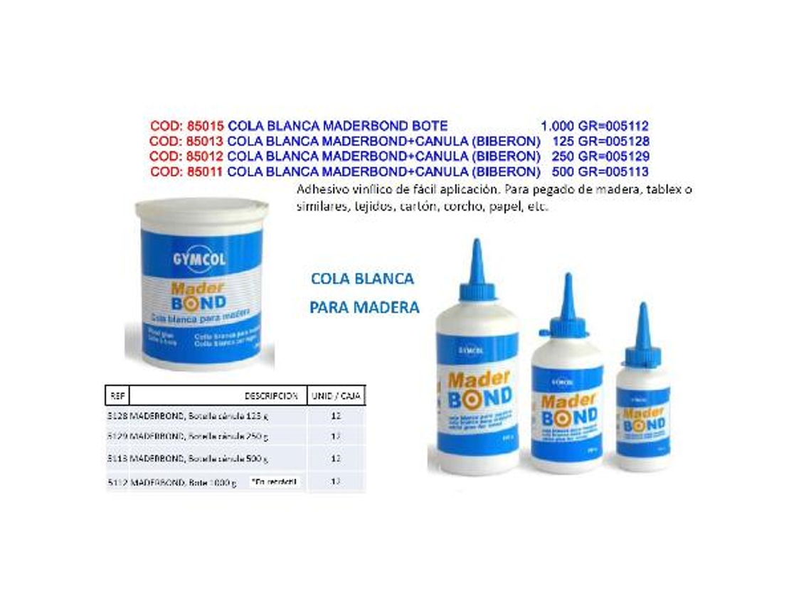 Cola blanca maderbond+canula (biberon)   250 gr 005129