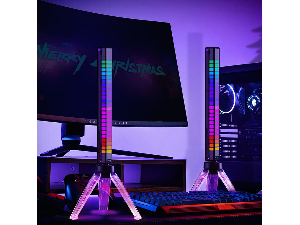 Barra de luz RGB recargable, sincronización musical, captación de ritmo, lámpara, control de aplicación, atmósfera activada por voz, barra de luz para