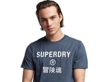 Camiseta para Hombre SUPERDRY (S - Algodón - Azul)