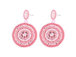 Pendientes Ligeros De Estilo Étnico Retro Con Cuentas De Semillas Y Colgante Colorido Para Mujeres Y Niñas - Rosa