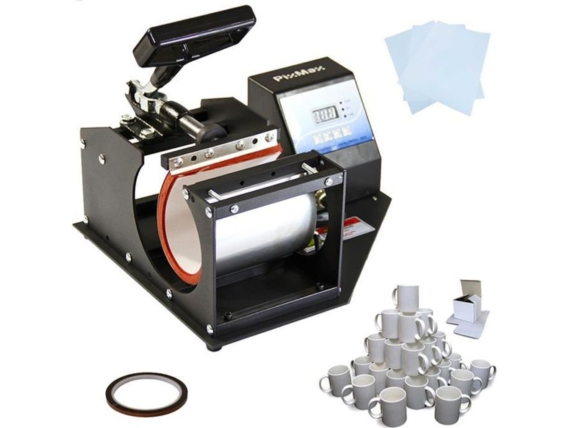 Prensa de tazas Pixmax para sublimación y 72 tazas