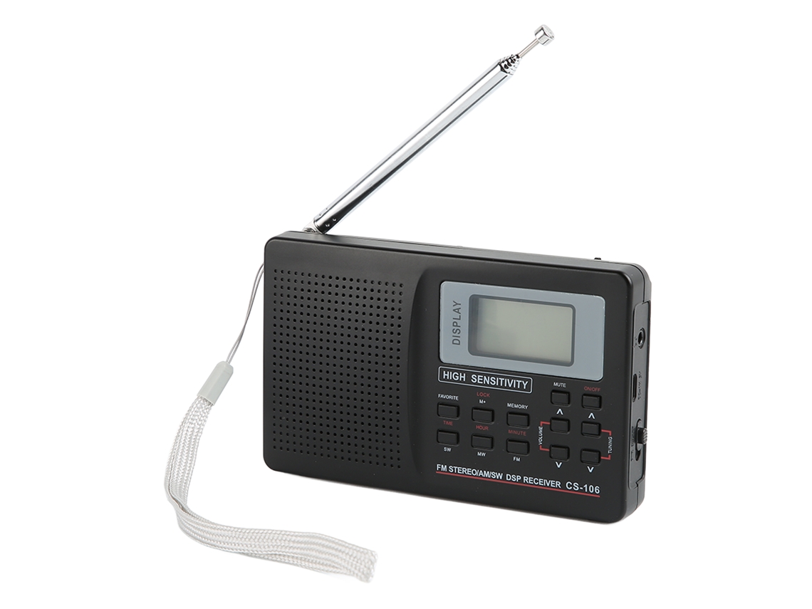 Am Fm Sw Radio Función De Memoria Teclas Con Retroiluminación De Baja Pérdida Radio Digital Portátil De Banda Completa Con Reloj Despertador