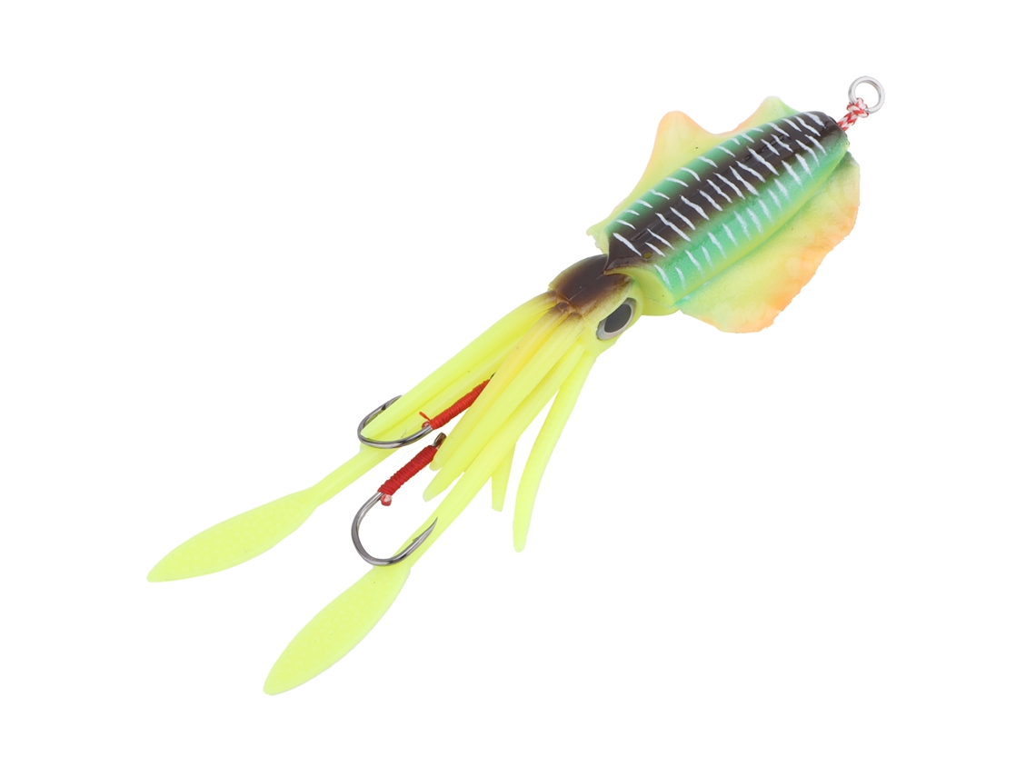 Señuelo Blando Luminoso Uv Con Forma De Calamar Y Ojos 3d, Simulación De Calamar Para Pesca, Color Amarillo Verdoso, 86 G