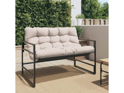 Banco de jardín con cojín, 113 cm, gris acero, marrón, DKD Home Decor