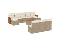 Maison Exclusive - Set De Sofás De Jardín 11pzas Con Cojines Ratán Sintético Beige