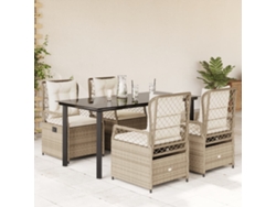 Juego de comedor de jardín de 5 piezas con cojines de mimbre beige de DKD Home Decor