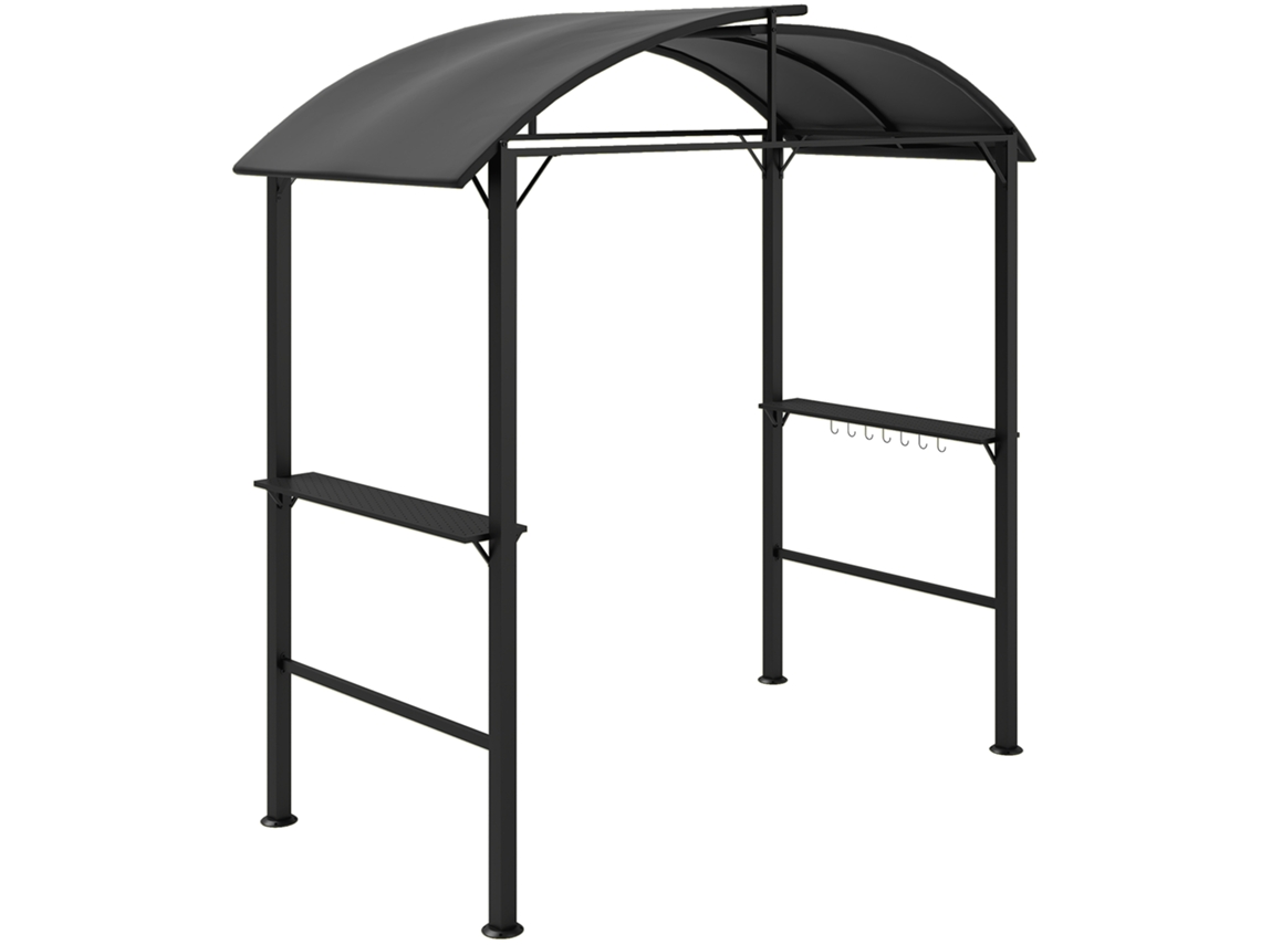 Quiosco Para Barbacoa, 233 Cm, Gris Oscuro, Techo Doble.