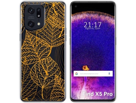 Carcasa para Oppo Find X5 Pro 5G TUMUNDOSMARTPHONE Dibujos Transparente Hojas Multicolor