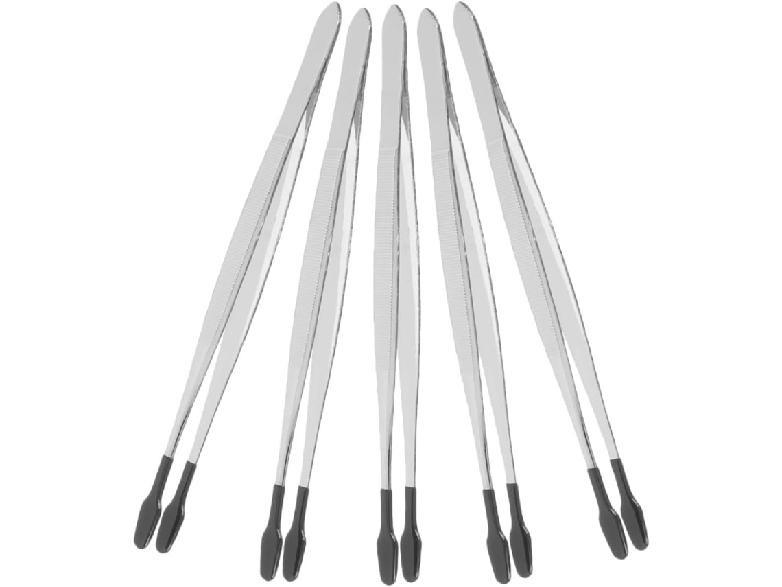 Lot De 5 Pinces A Épiler En Acero Inoxidable Format Grande, Embouts Plats, Couleur Naturelle, Outil