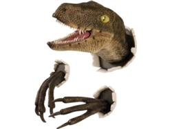 Omni-escultura De Resina De Dinosaurio En Pared Cabeza Y Garras 3d Réplica De Dinosaurio Rompiendo Pared Amarillo