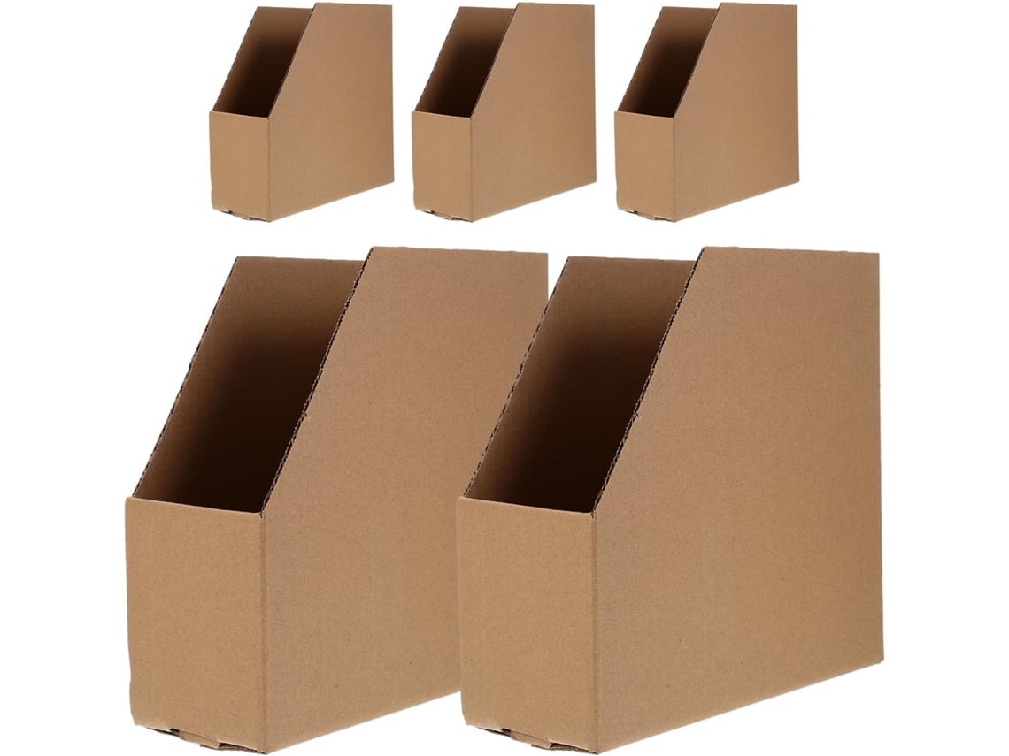 Juego De 5 Cajas De Almacenamiento De Cartón Corrugado Rígido, Contenedores Abiertos Inclinados, 245 X 97 X 24 Cm