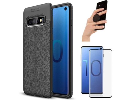 Carcasa, Protector y Popsocket Samsung S10 Rugged Leather Negro
