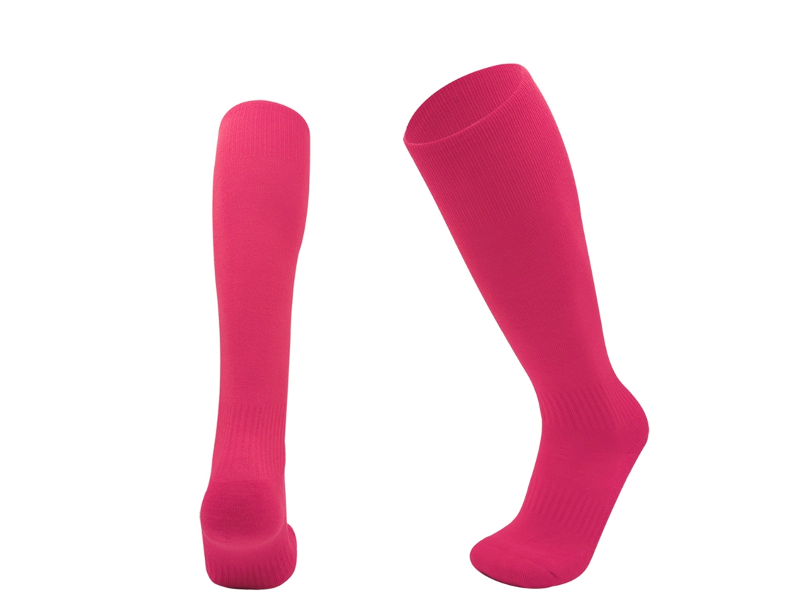 (rosa) Calcetines Largos De Fútbol Para Niños Y Niñas, Calcetines Deportivos Transpirables Hasta La Rodilla, Fabricados En Mezcla De Poliéster Y Algodón.