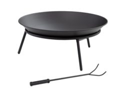 Lareira Externa Metal Jardim Atiçador Pátio Terraço Ø47x21cm Preta