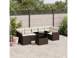 Conjunto de sofás de jardín con cojines de mimbre marrón, Dkd Home Decor