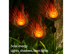 Yncm2026-2 Paquetes Lámparas De Llama Energía Solar Con Sensor Inteligente Sombra Visual Impermeable Exterior Para Jardín