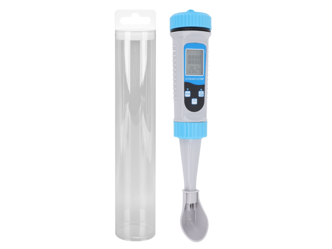 Probador de calidad del agua 5 en 1 con Bluetooth, retroiluminación digital, medidor de temperatura EC, sal, SG, TDS, para el hogar y el hotel.
