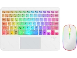 Teclado Bluetooth Retroiluminado Transparente Y Colorido De 10 Pulgadas Para Tablet Y Portátil, Blanco.