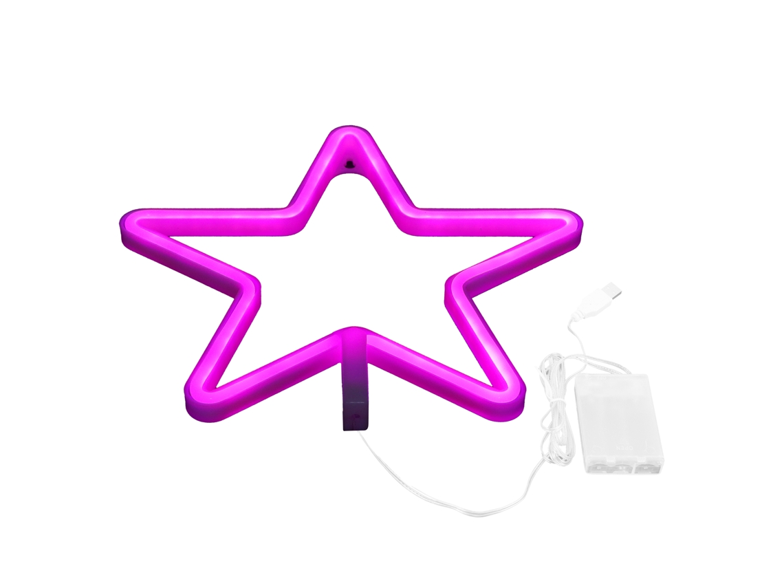 Rebe-señal De Neón Con Luces Led En Forma De Estrella Rosa Para Fiesta De Cumpleaños Y Salón, Alimentado Por Usb/batería