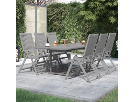 Conjunto 7 de comedor para jardín VIDAXL madera maciza de acacia