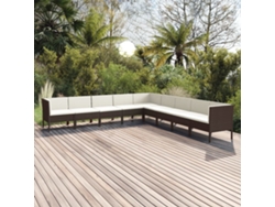 Conjunto de jardín de 9 piezas con cojines de mimbre marrón DKD Home Decor