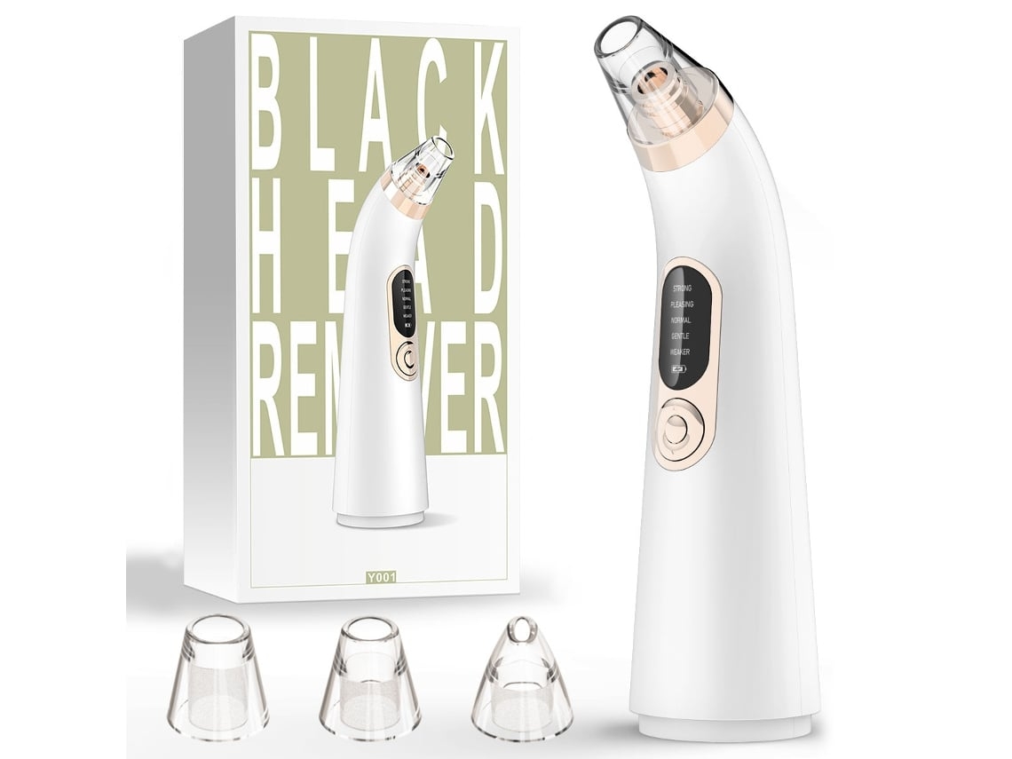 Removedor de espinillas al vacío de poros 5 modos 4 sondas Herramienta extractora de acné con kit de 4 piezas para hombres y mujeres Blanco YEMAESRE
