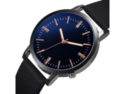 Reloj De Pulsera Para Hombre De Piel Sintética Con Esfera Redonda Grande De Color Azul Oscuro.