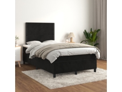Cama Box Spring Con Colchón Terciopelo Negro 120x200 Cm