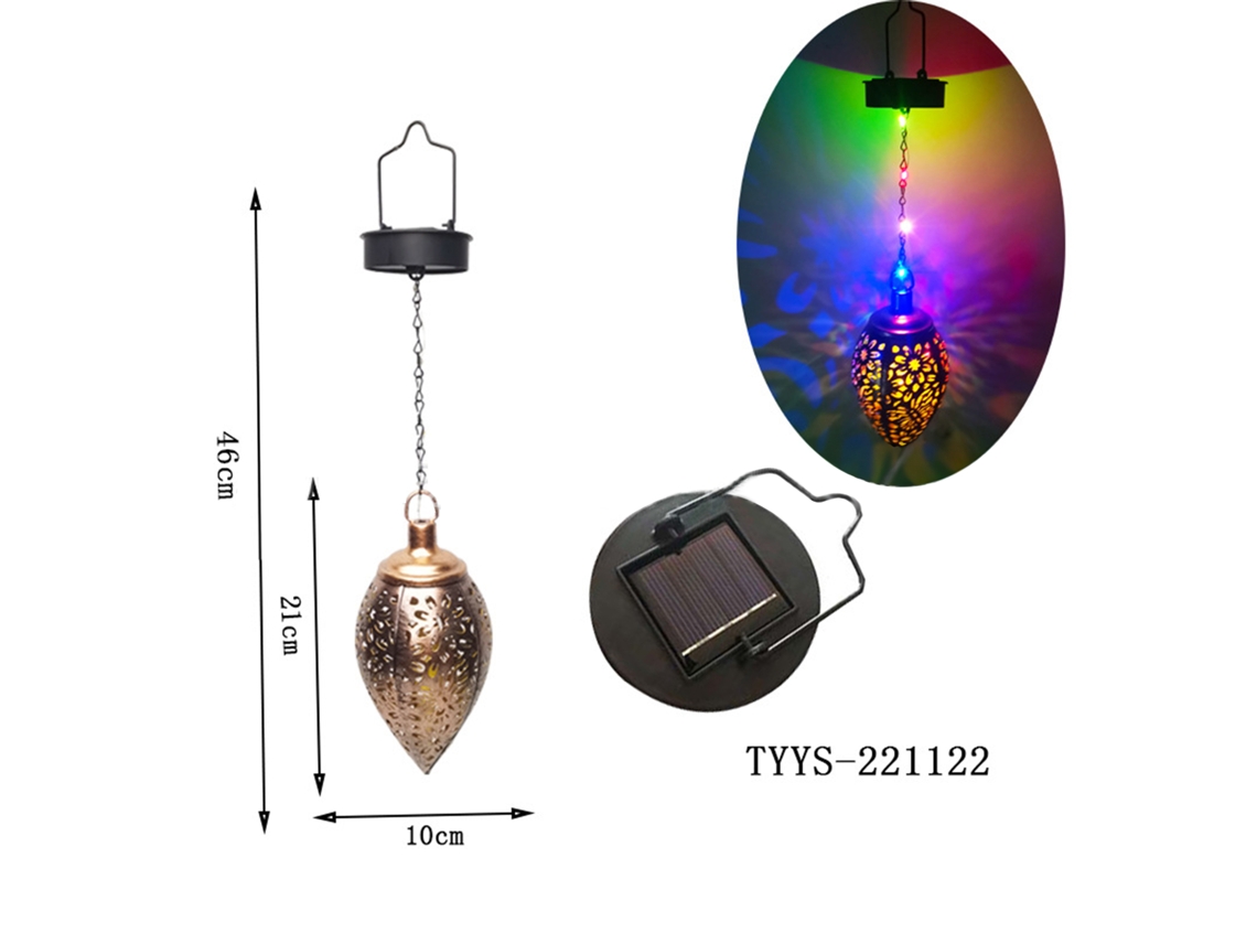 Rebe-lámpara Solar Colgante Led Para Jardín, Linterna Exterior Impermeable Decorativa De Metal