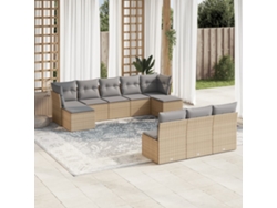 Conjunto de 10 sofás de jardín con cojines de mimbre beige de DKD Home Decor