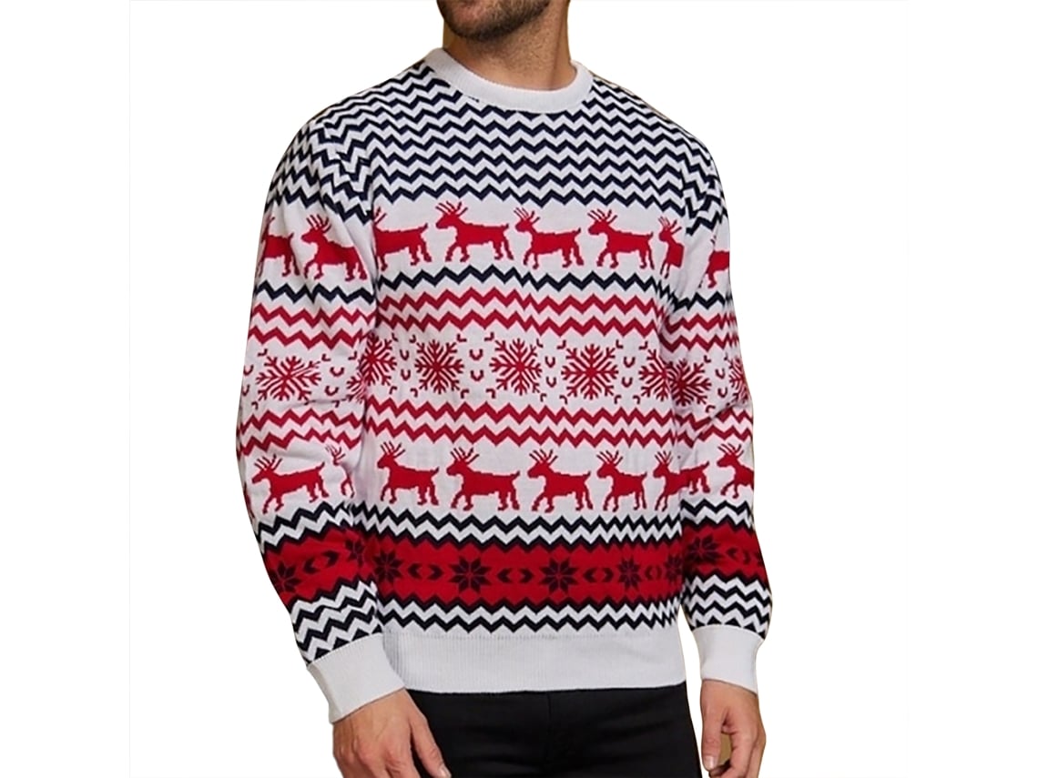 Rebe-jersey Suéter de Natal com Gola Redonda, Manga Longa, Macio e Casual, Tamanho M, Branco