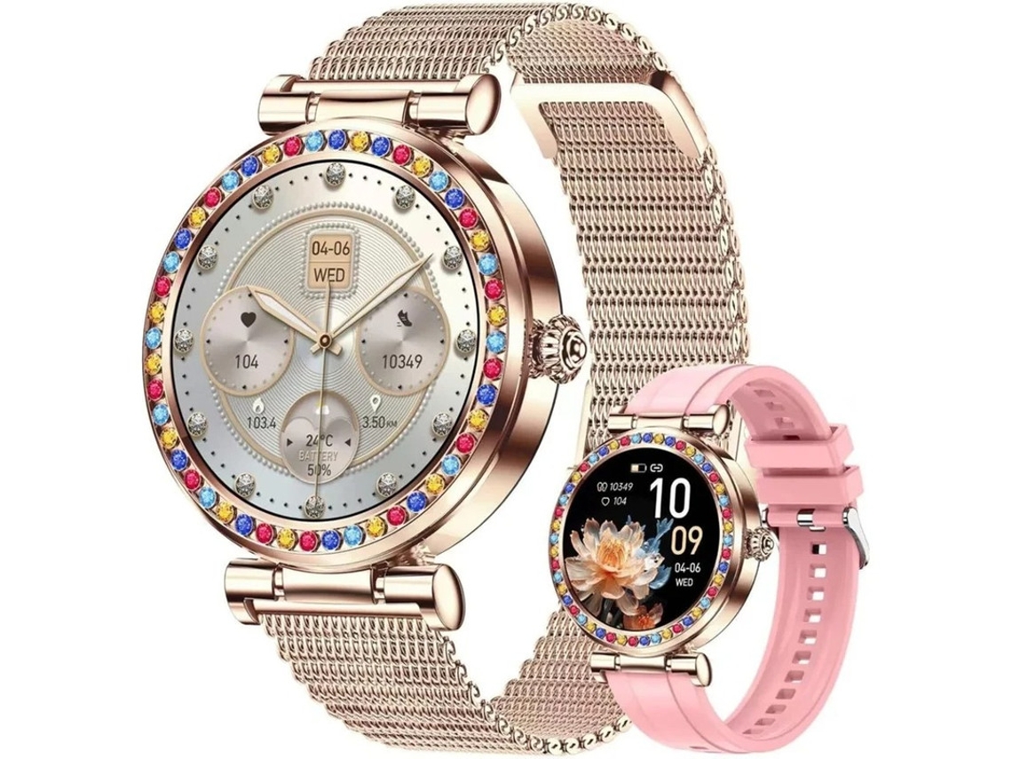 Reloj inteligente para mujer con llamadas, resistente al agua hasta 5 ATM, monitor de frecuencia cardíaca, SPO2 y presión arterial. Bestvite