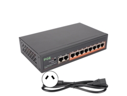 Switch Poe De 8 Portas 10/100mbps 90w Com Indicador Led E Portas Rj45 Adaptáveis Plug Au