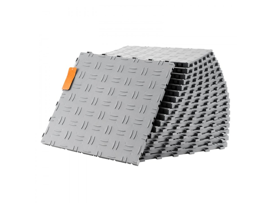 Juego de 50 baldosas modulares plateadas de 305 x 305 mm antideslizantes Tekmaquinas