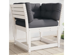 Sofá esquinero de jardín con cojines de pino macizo blanco, Dkd Home Decor