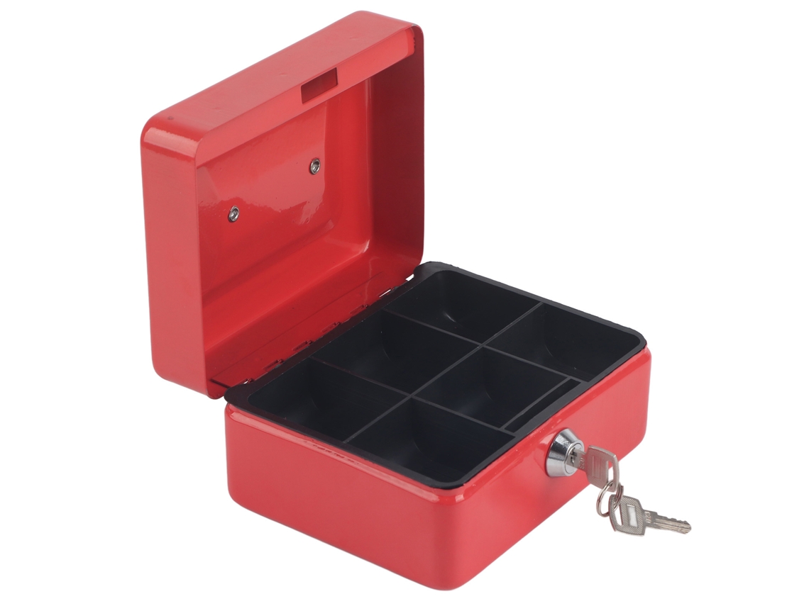 Mini Caja Fuerte Portátil De Hierro Con Cerradura Para Dinero, Monedas Y Joyas, Duradera, Para El Hogar O La Oficina, Roja.