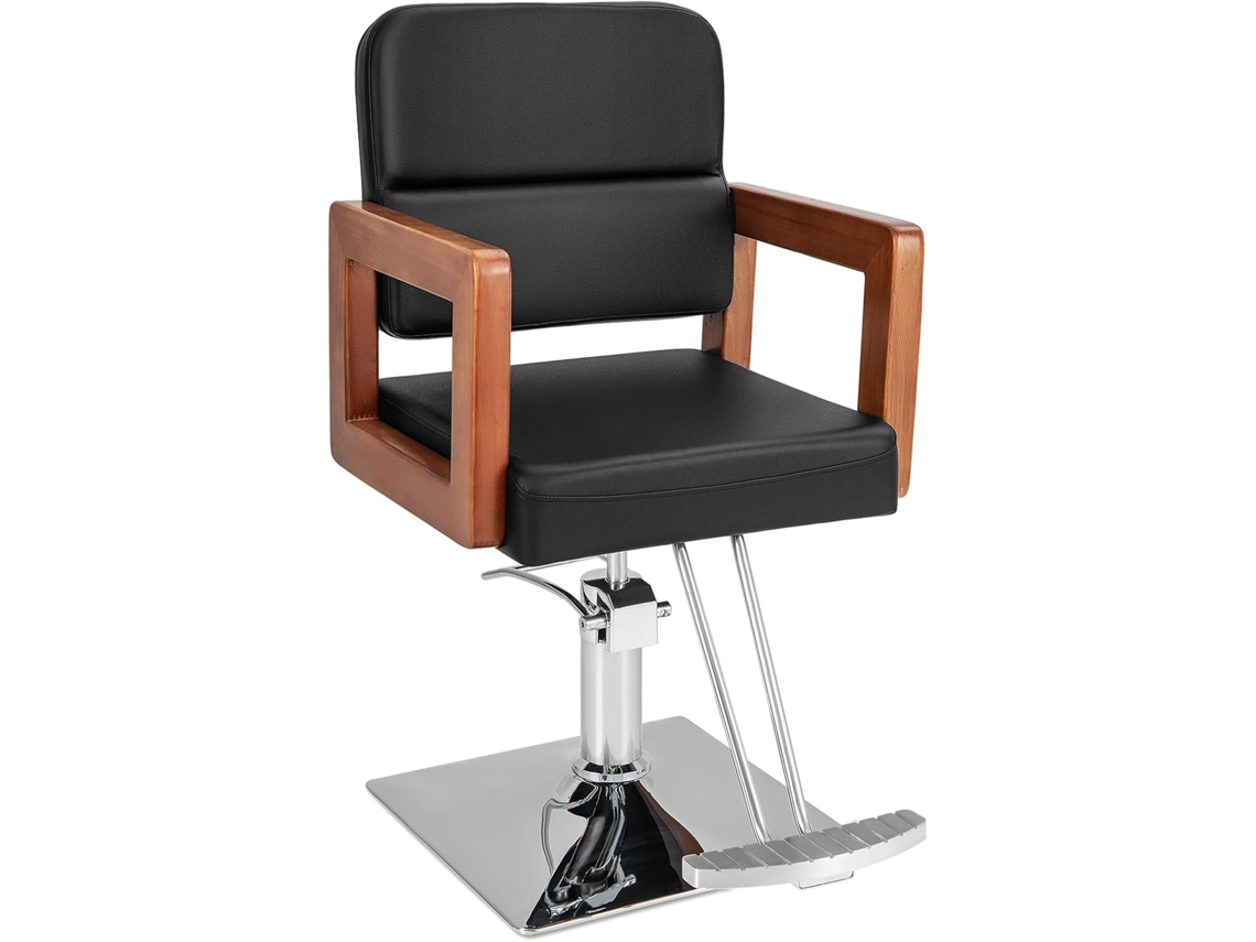 Silla de Peluquero Hidráulica de Alta Resistencia, Silla de Salón con Giro de 360°, Reposacabezas y Asiento Ajustables COSTWAY