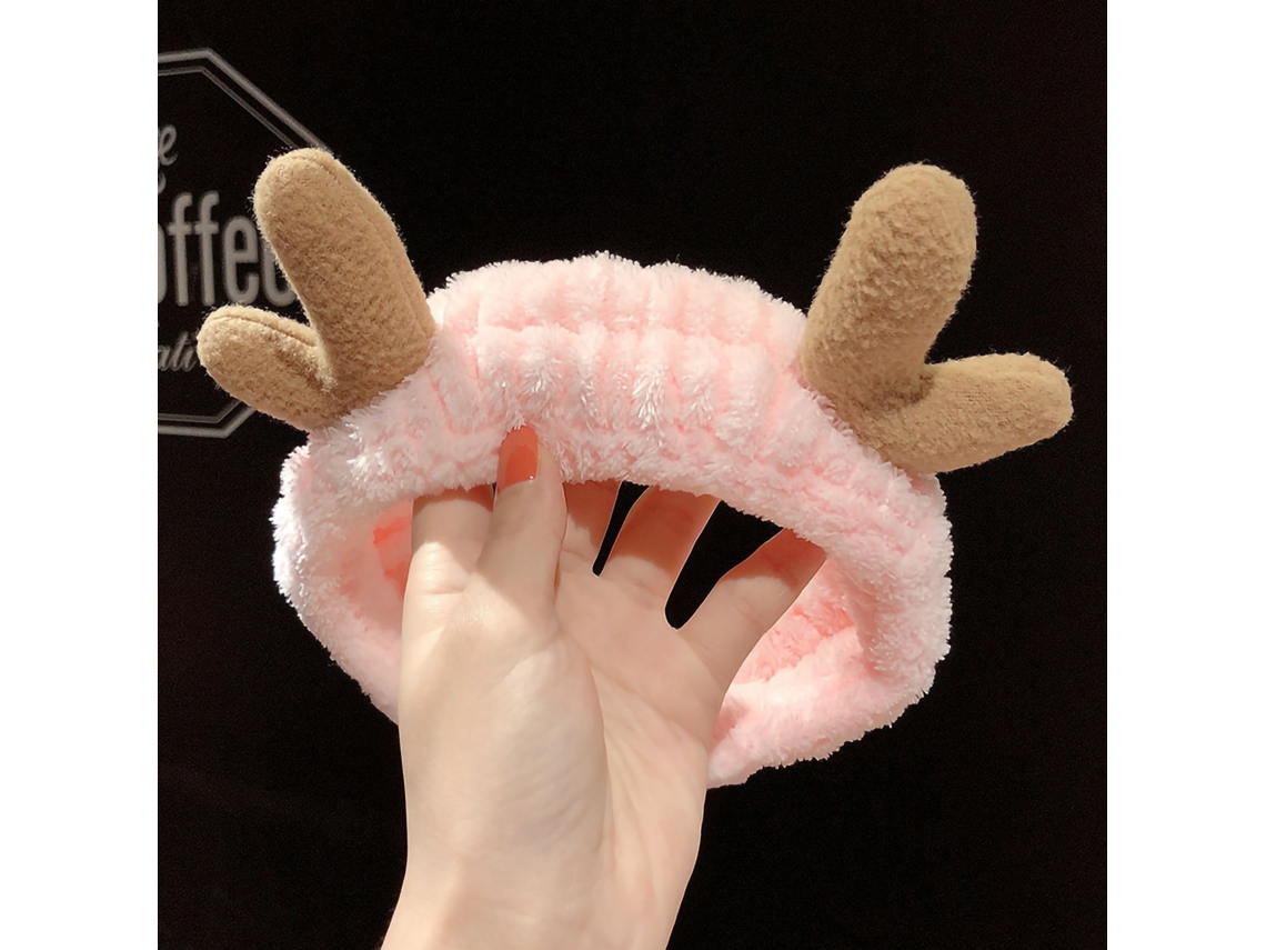 Faixa De Cabelo Para Maquiagem E Lavagem De Rosto Com Antilhos Pequenos Rosa - Macia, Elástica E Amigável À Pele