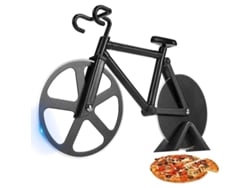Cortador de pizza Linjou de acero inoxidable con ruedas dobles y soporte para bicicleta.