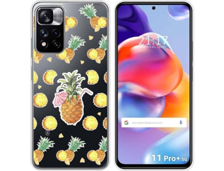Carcasa para Xiaomi Redmi Note 11 Pro+ Plus 5G TUMUNDOSMARTPHONE Dibujos Transparente Piña Multicolor