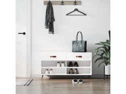 Banco Zapatero Organizador en Derivados de Madera Blanco Brillante 102X35X55 Cm