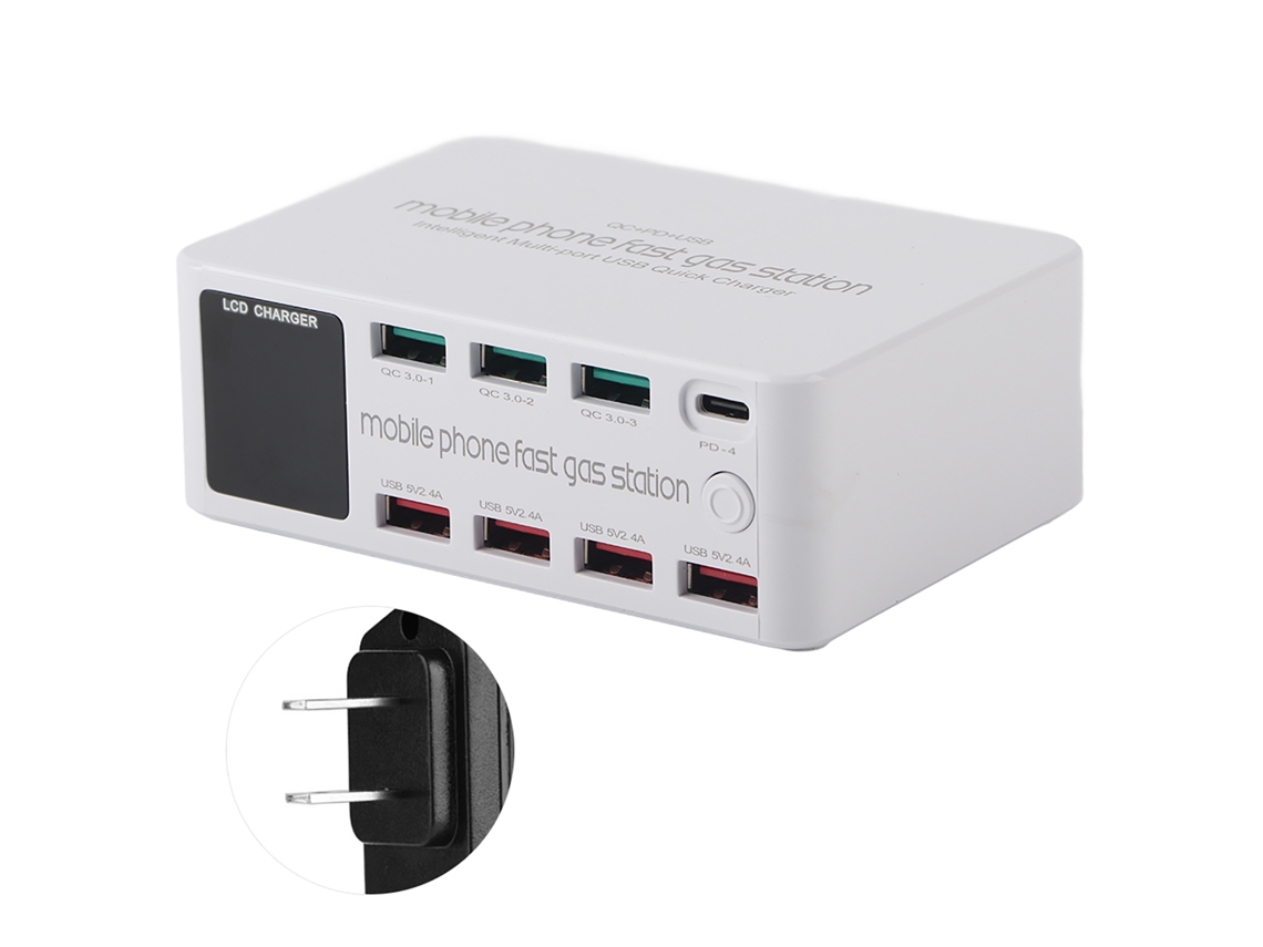 Soporte De Enchufe Inteligente Estación De Carga Usb Multifuncional 8 En 1 100w 100-240vus