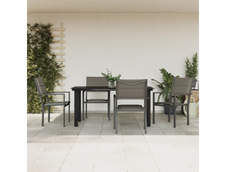 Conjunto 5 de comedor para jardín VIDAXL acero y textilene negro
