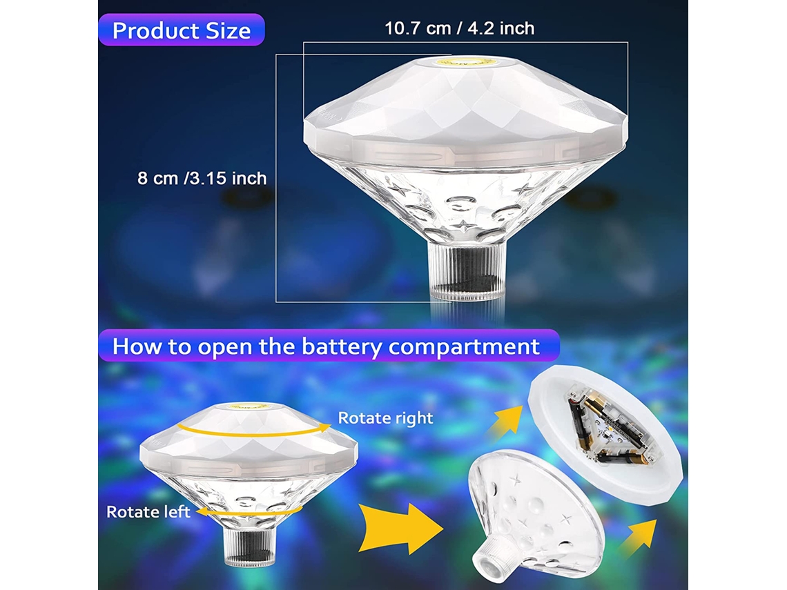 2026-lámpara Flotante Rgb Para Piscina Y Bañera 7leds 0.5w 8 Modos Ip65 Resistente Al Agua Funciona Con 3 Aaa