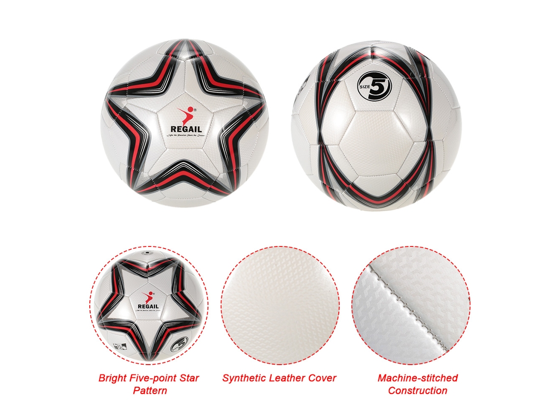 Balón De Fútbol Hinchable De Piel Sintética, Talla 5, De Pu Con Diseño De Estrella, Para Entrenamientos Y Partidos De Adolescentes.