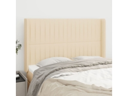 Cabecero Con Orejas De Tela Color Crema 147x16x118/128 Cm